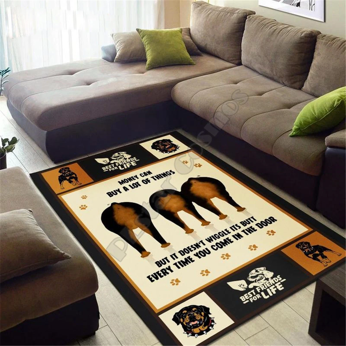 Halloween Rottweiler Rug 3D All Over Printed Carpet Mat Living Room Flannel Bedroom Non-slip Floor Rug