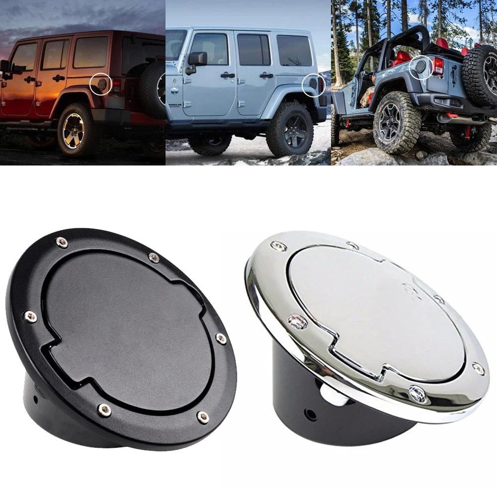 

1PC Car Fuel Filler Door Cover Gas Tank Cap For Jeep Wrangler JK Unlimited Sedan Coupe 2 4 Door 2007-2017 Chrome Black