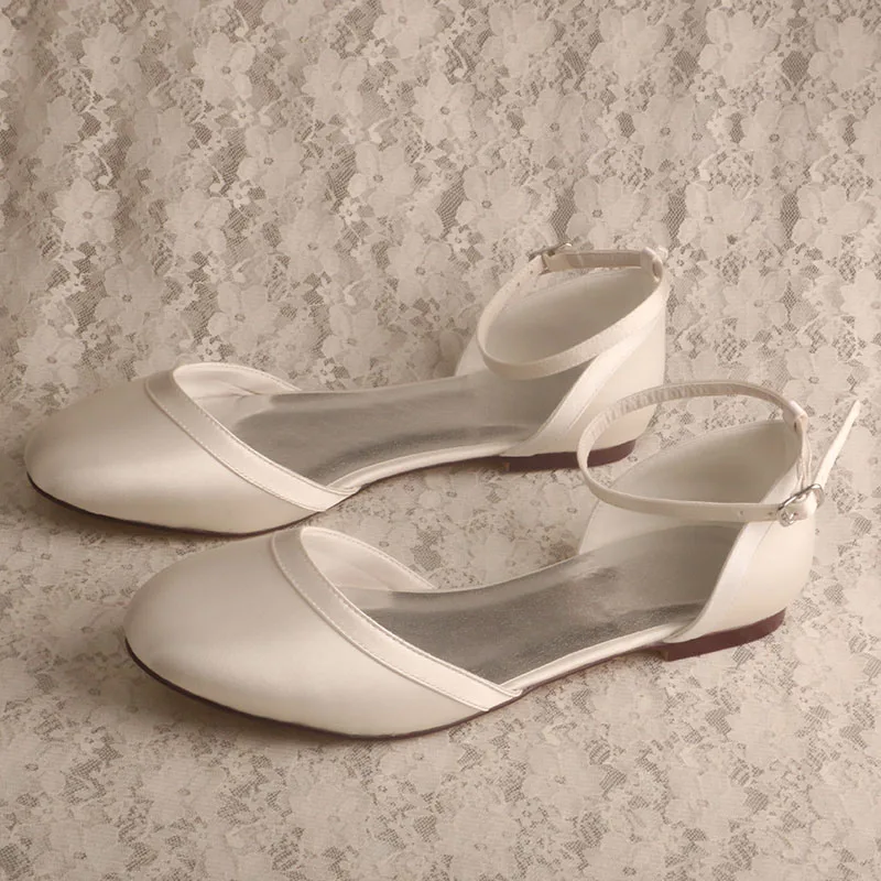 Customized Comfortable Round Toe Bridal Shoes Flats with Ankle Strap Big Size
