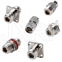JXRF Connector N Male Jack to N Female Plug 4 Hole Panel Mount O-ring Bulkhead Panel Mount Nut Nickel Plate Connector Adapter