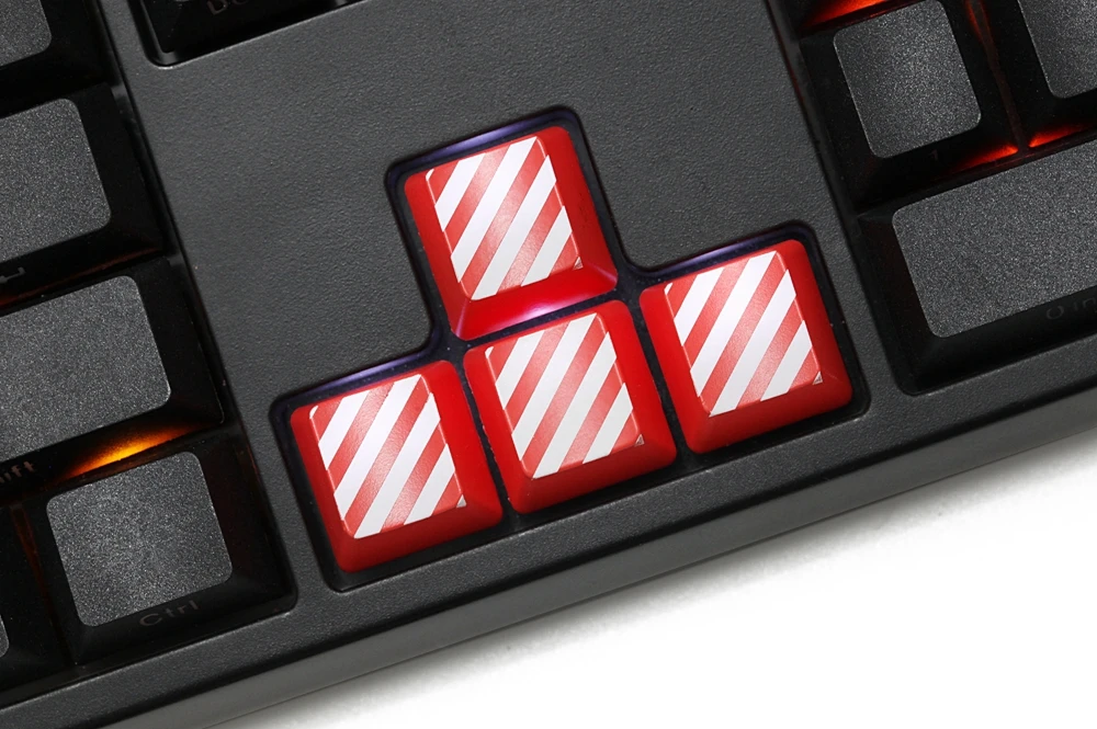 Novelty Shine Through Keycaps ABS Etched black red custom mechanical keyboards arrow key wasd r1 r 2 r3 r4 stripe cross grain