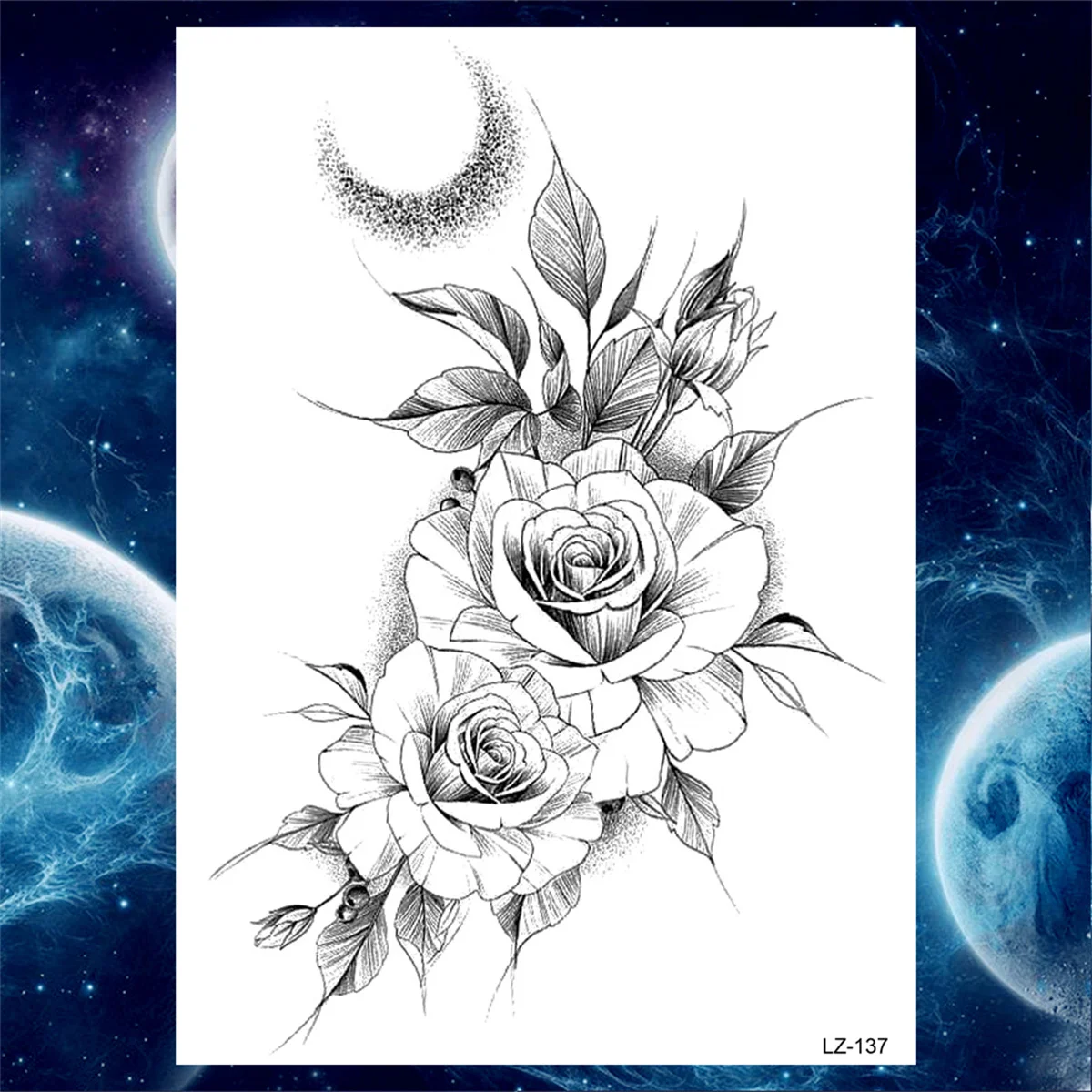 Anhänger Blume Temporäre Tattoos Für Frauen Erwachsene Gefälschte Schmuck Tattoo Aufkleber Pfingstrose Schwarz Henna Mond Große Oberschenkel Tatoo Wasserdicht