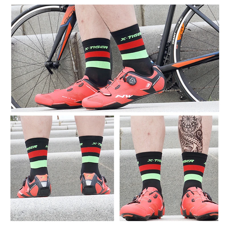 X-TIGER Cycling Socks Men Women Breathable Bicycle Socks Outdoor Racing Bike Compression Sport Socks Unisex MTB Bicycle Socks