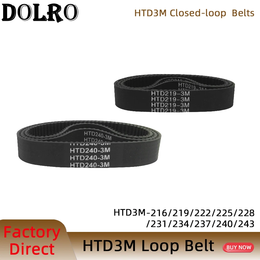 Correa de distribución Arc HTD 3M C = 216/219/222/225/228/231/234/237/240/243/, ancho 6/9/10/12/15/20mm rube paso sincrónico de bucle cerrado, 3mm