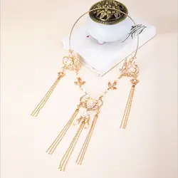 Vintage Necklace for Women Ancient Chinese Style Alloy Torques Hanfu Accessories Pendant Necklace Cheongsam Accessories 1 Piece