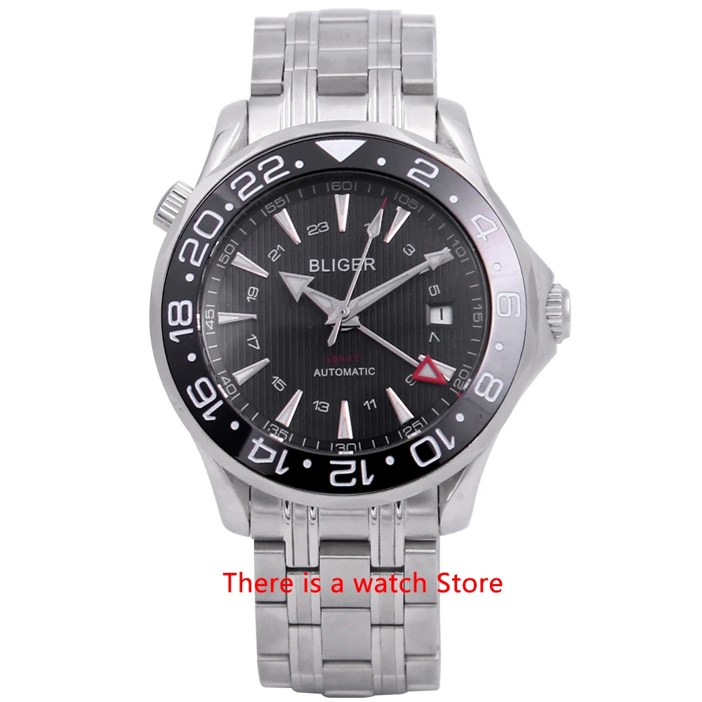 Imagem -04 - Bliger-relógio Mecânico Automático Masculino Relógio de Pulso Luminoso Luxo Sapphire Crystal Moldura Cerâmica Gmt Impermeável 41 mm