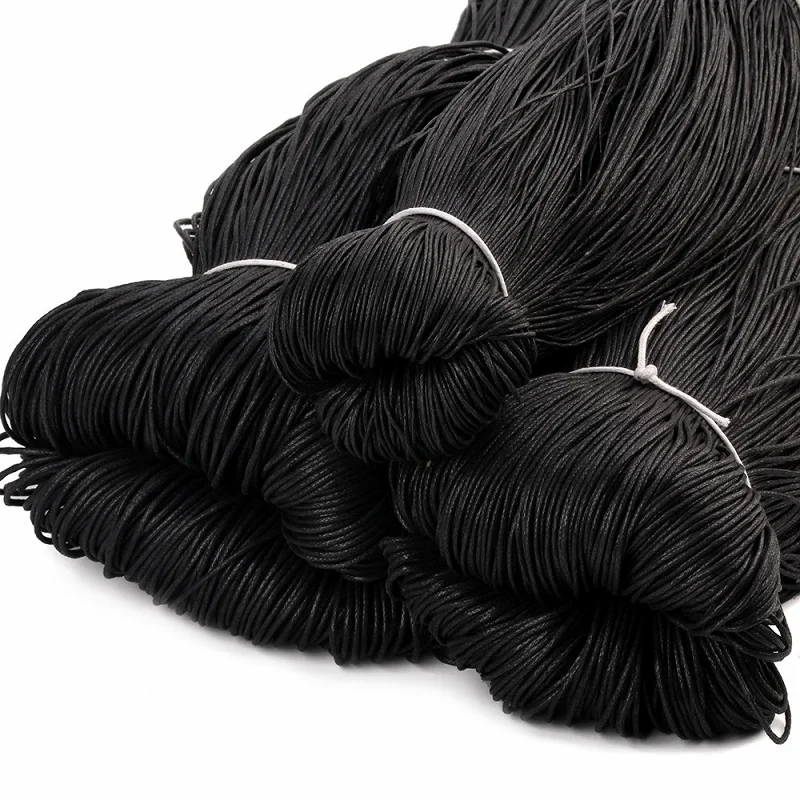 0.8/1/1.5/2mm 10M Black Waxed Cotton Cord Wax Thread Cord String Strap Necklace Rope For DIY Bracelet Necklace Jewelry Making