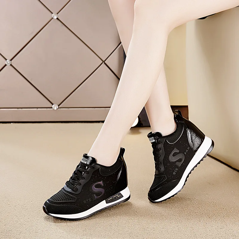 2021Vulcanized Shoes Wedges Sneakers For Women Elevator Shoes Brand Sneakers Increase Within Women Casual Shoes White Sneakers T