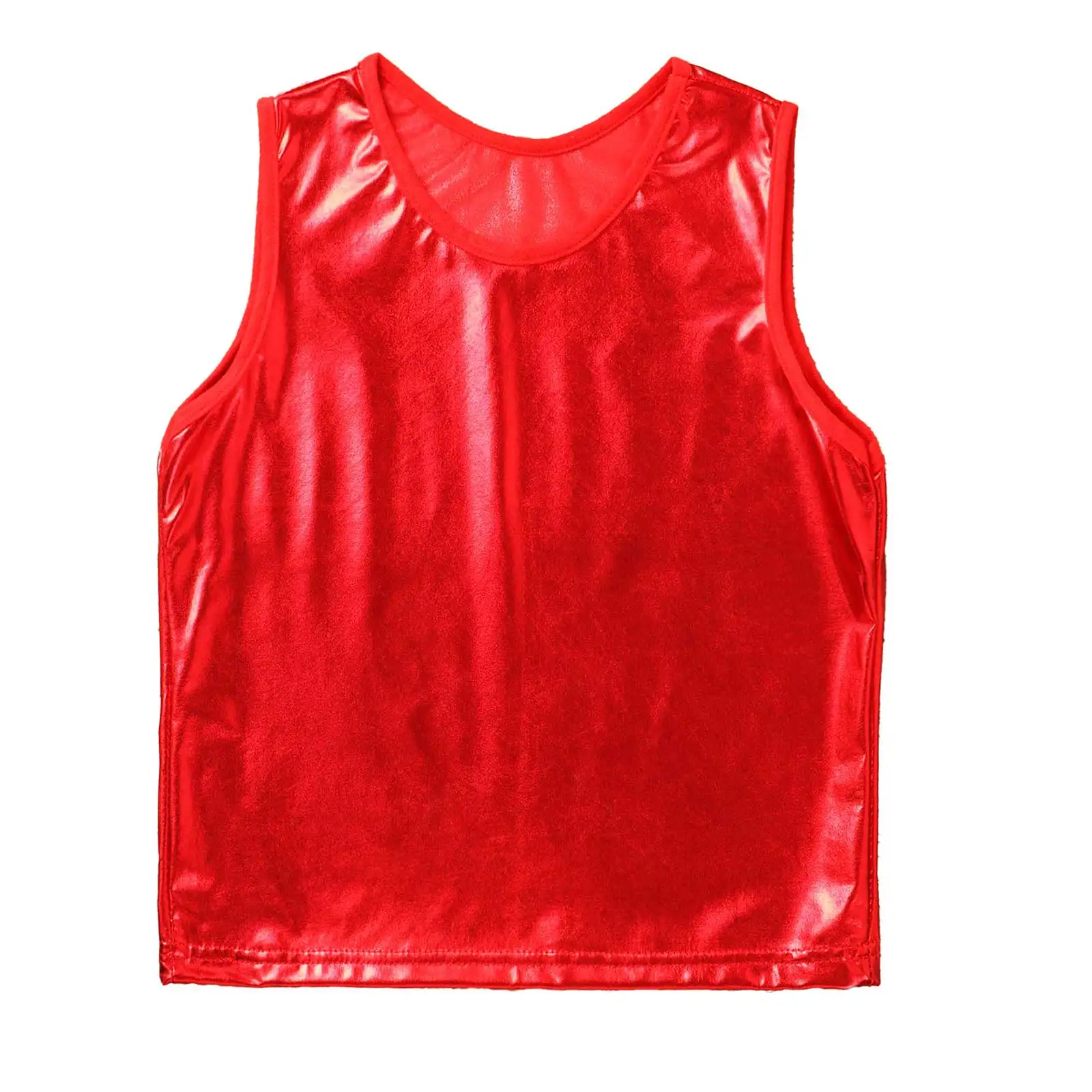 Kids Girls Boys Shiny Metallic Vest Tank Top Children Sleeveless Loose Tanks Tops for Jazz Hip Hop Dance Performance Costumes