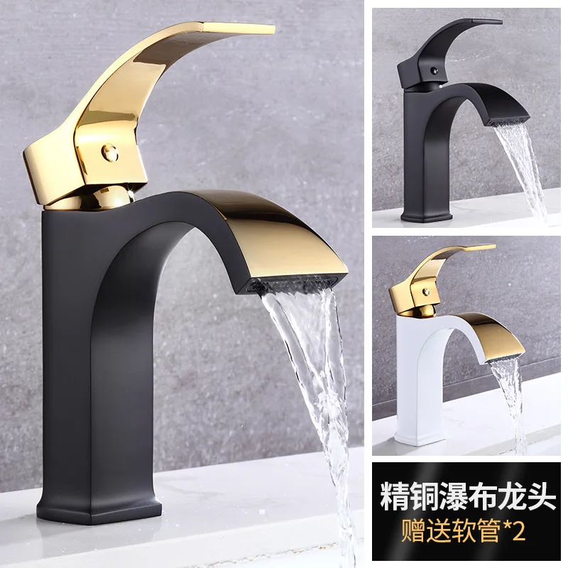 Hot and Cold Wash Basin Faucet Bathroom Above Counter Basin Wash Basin Household Waterfall Square Bathroom Faucet