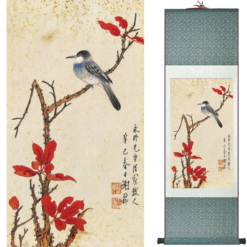 

Birds on the tree Painting Home Office Decoration Chinese scroll painting birds painting birds and flower painting2018062904