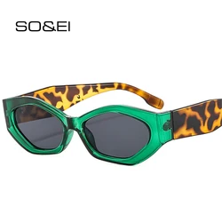 SO&EI Ins Popular Fashion Polygon Cat Eye Women Sunglasses Retro Colorful Oval Eyewear Shades UV400 Men Trending Sun Glasses