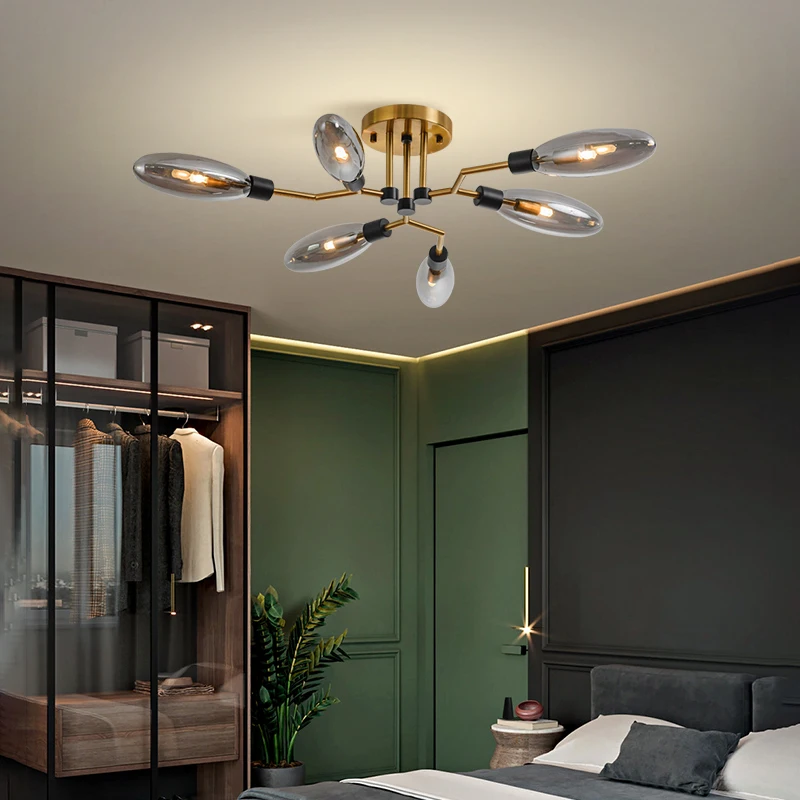 Retro Loft vintage chandelier glass ceiling chandelier magic bean led lamps dining living room Bedroom Kitchen Island Chandelier