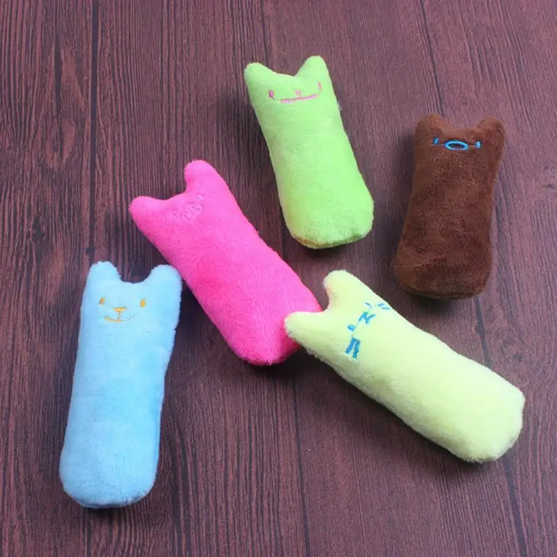 Cute Interactive Plush Cat Toy Pet Kitten Chewing Teeth Grinding Catnip Claws Thumb Bite Cat Mint Game Playing Pillow Scratcher