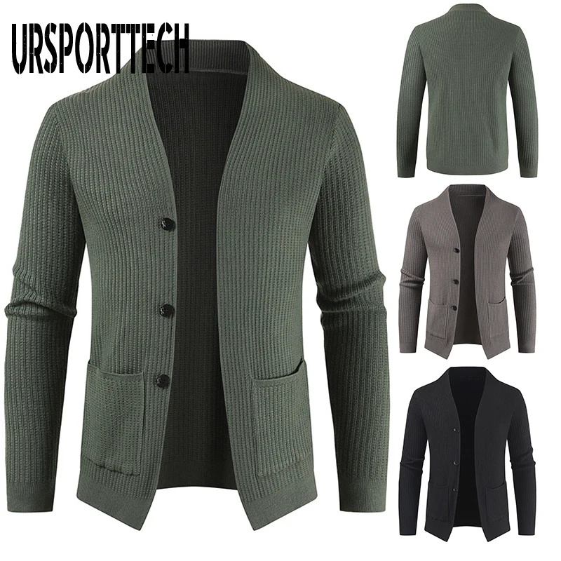 Spring Autumn Cardigan Sweater Men Thick Slim Fit Sweater Coat Jumpers Knitwear High Quality Korean Style Casual Mens Sweaters