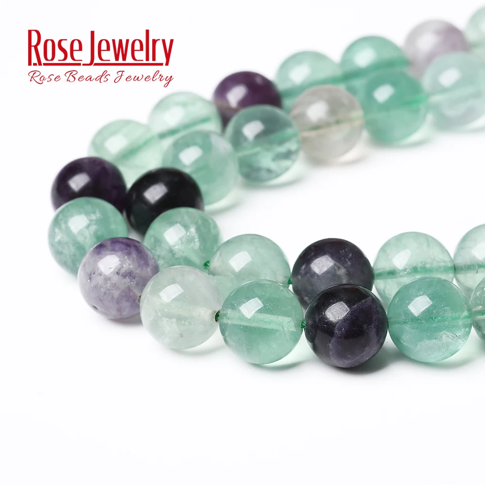 Wholesale Natural Stone Colorful Fluorite Quartz Round Loose Beads 15\