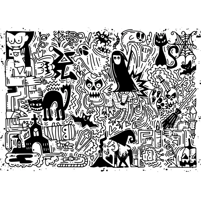 Halloween Ghost Doodle Shower Curtain Bathroom Accessories