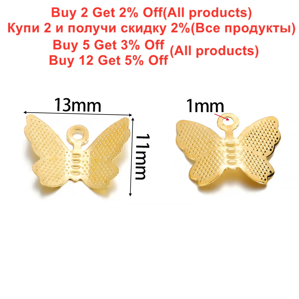 100Pcs/Lot Metal 3D Butterfly Pendant Charms For Necklace Bracelet Earrings DIY Accessories Animal Jewelry Making Supplies image 2