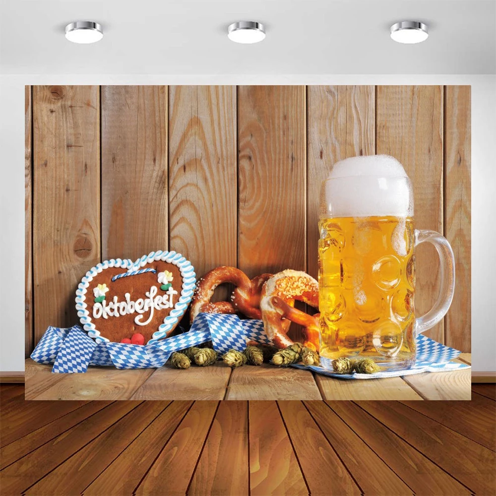 Yeele Oktoberfest Photography Backdrop Beer Bread  Wood Board Vinyl Photographic Backgrounds Photo Studio Carnival Decoration