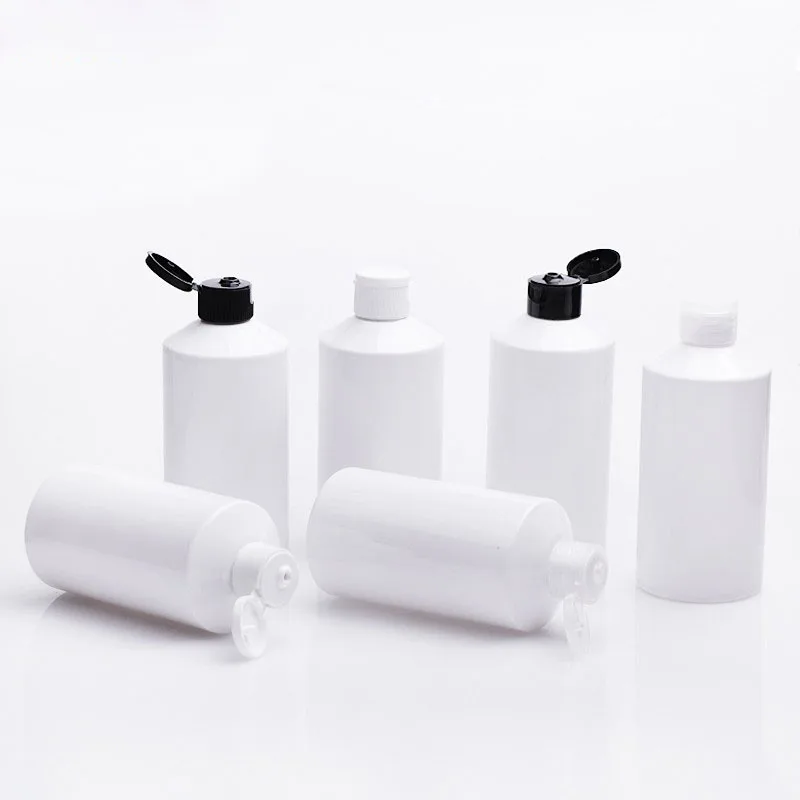 

300ML X 20 White Plastic Refillable Cosmetic Bottle For Travel Packaging PET Flip Top Cap Bottles 300CC Shampoo Lotion Container