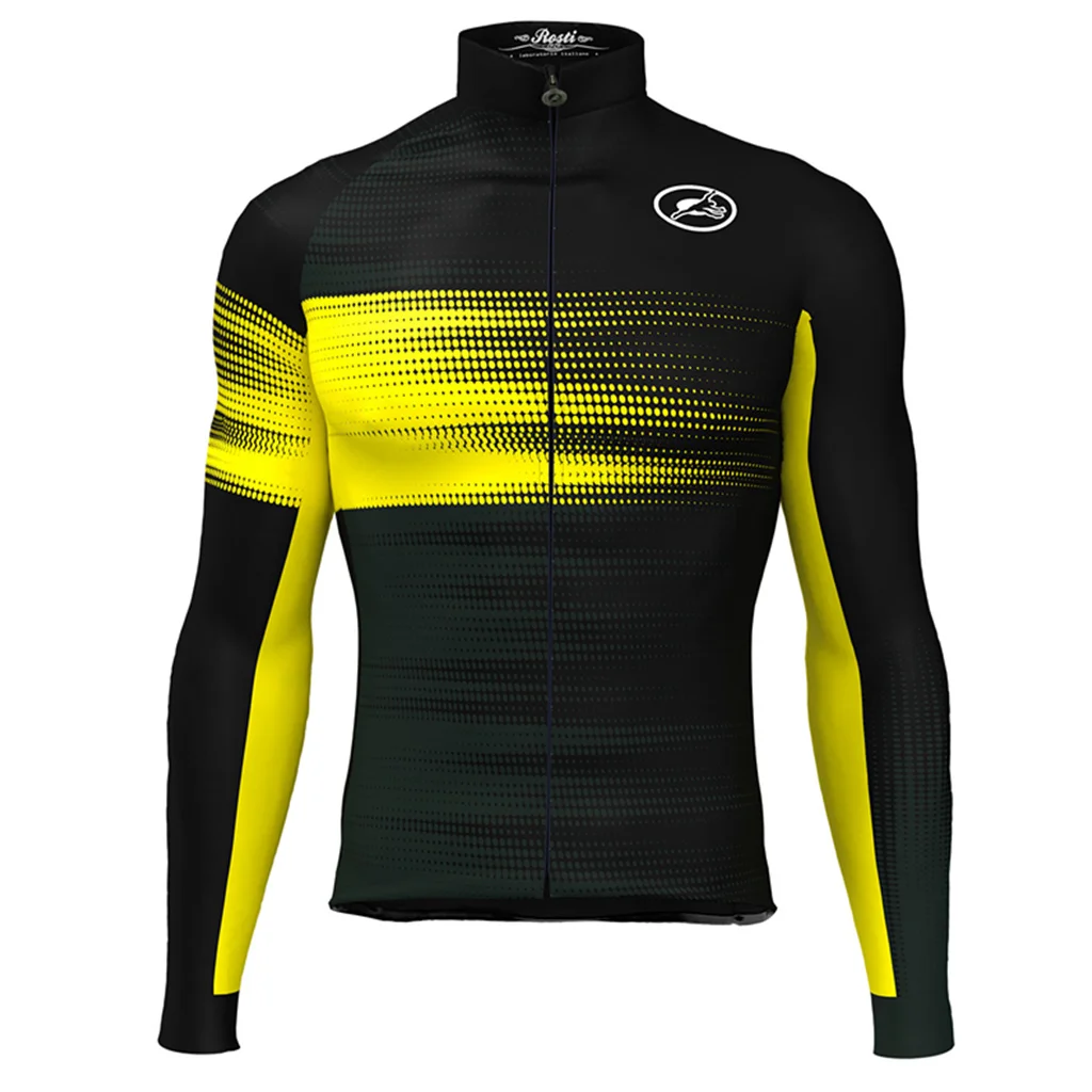 ROSTI Cycling Jackets Man Long Sleeve Jersey Camisa Ciclismo Masculina Maillot Thermal Fleece Warm Winter Bicycle Clothing Tops