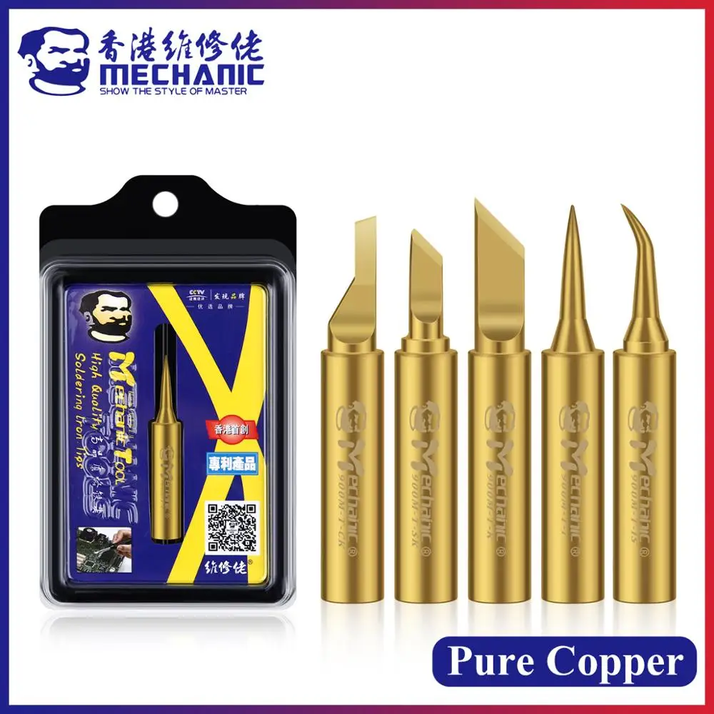 MECHANIC 900M-T Pure Copper Electric Solder Iron Tip Glue Removal Soldering Tips for BGA Board Repair Welding Station Tools Kit