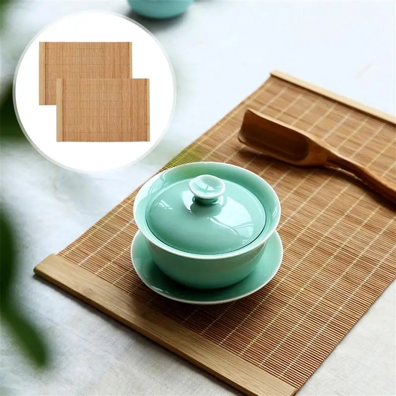 Bamboo Table Mats Placemat Tea Placemats Mat Japanese Slat Tray Runner Dining Set Place Heat Resistant Kung Washable Wood Fu