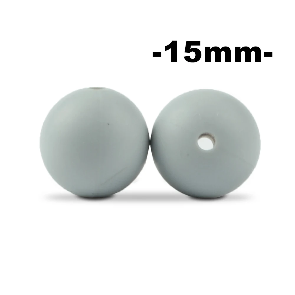 15mm 100 stuks Ronde Siliconen Kralen Bijtring Baby Verpleging Ketting Fopspeen Clip Mondverzorging BPA Gratis Food Grade Kleurrijk