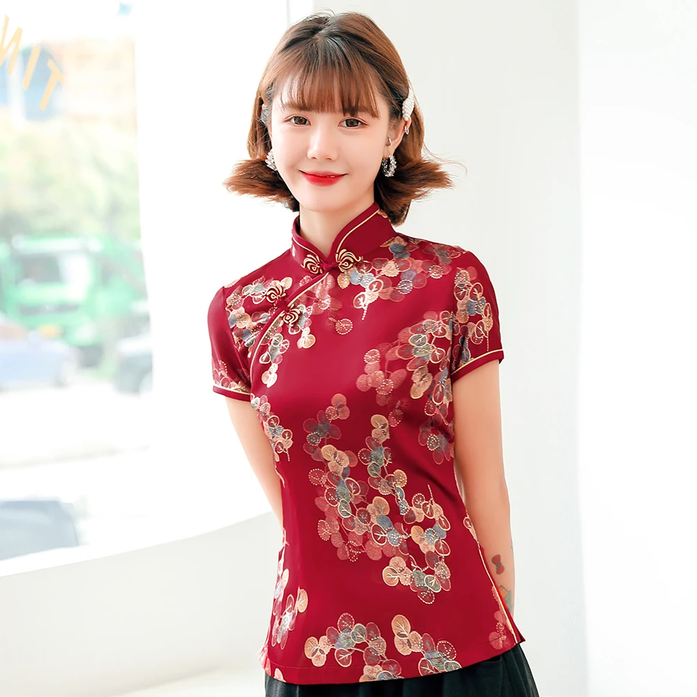 Exquisite Chinese Women Embroidery Shirts Traditional Vintage Button Tang Coat Tops Overcoat Slim Mandarin Collar Blouse 4XL 5XL