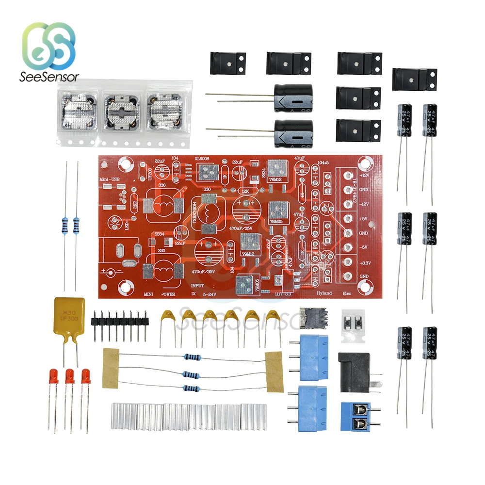 5-24V to +12V,-12V +5V -5V +3.3V DIY Power Supply Module USB Boost Single Turn Dual Linear Regulator Multiple Output Power Kit