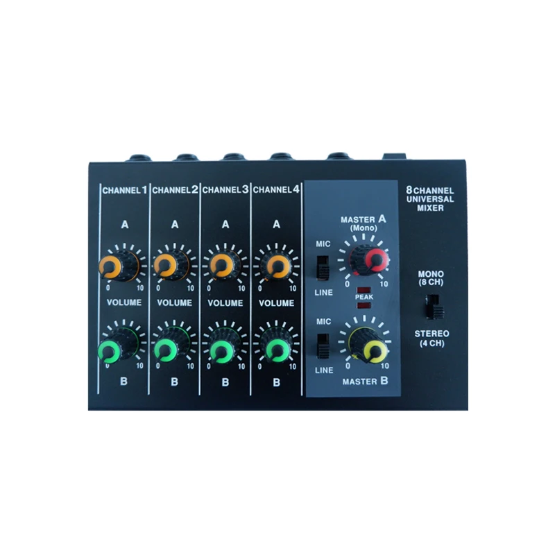 رباعية خلاط ثمانية طريقة ميكروفون Reverberator الموسيقية أداة المتوسع ميكروفون الفاصل محور صغيرة خلاط