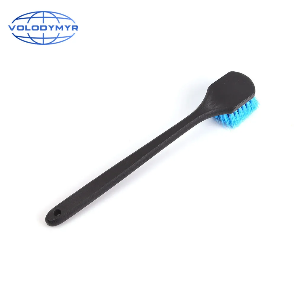 Car Rim Tire Wheel Brush Cleaner with Long Handle and Blue Soft Bristles Detailer for Detailing Auto Cleaning Clean Detail