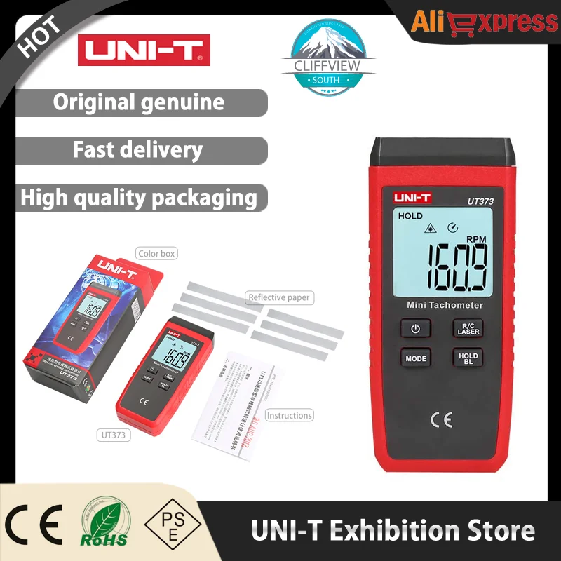 UNI-T UT373 Mini Digital Laser Tachometer Non-Contact Tachometer RPM Range 10-99999RPM Tachometer Odometer Km/h Backlight