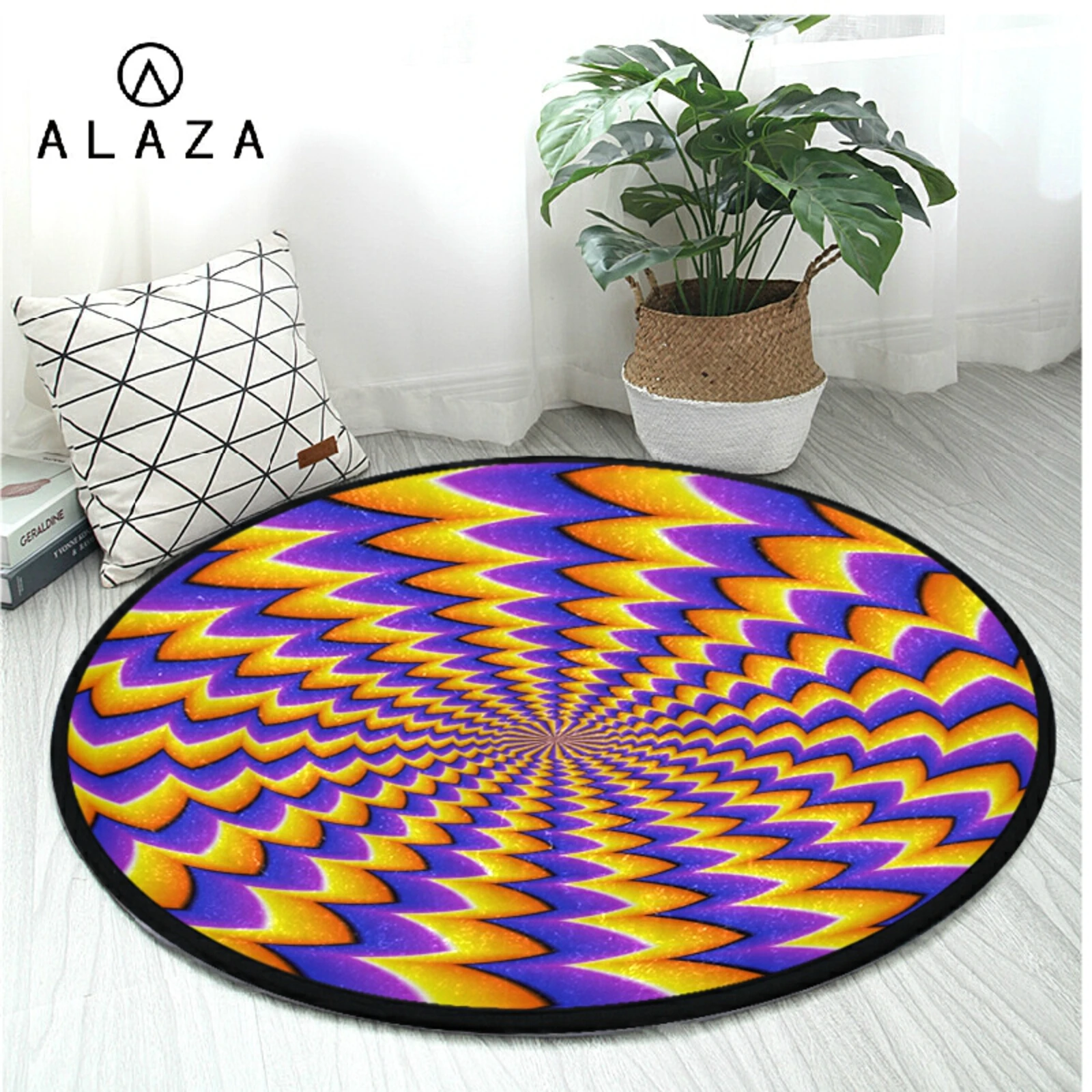 

New 3D Carpet Round Floormat Arctic velvet Grid Round Carpet 3D Illusion Spin Room Bedroom Anti-Slip Floor Mats Home Carpet Rugs