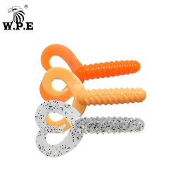 W.P.E Fishing bait Multicolor 5pcs/lot 75mm Silicone Forked Tail Fishing Lure Carp Fishing Rubber Soft Body Swim Bait Jig 2021