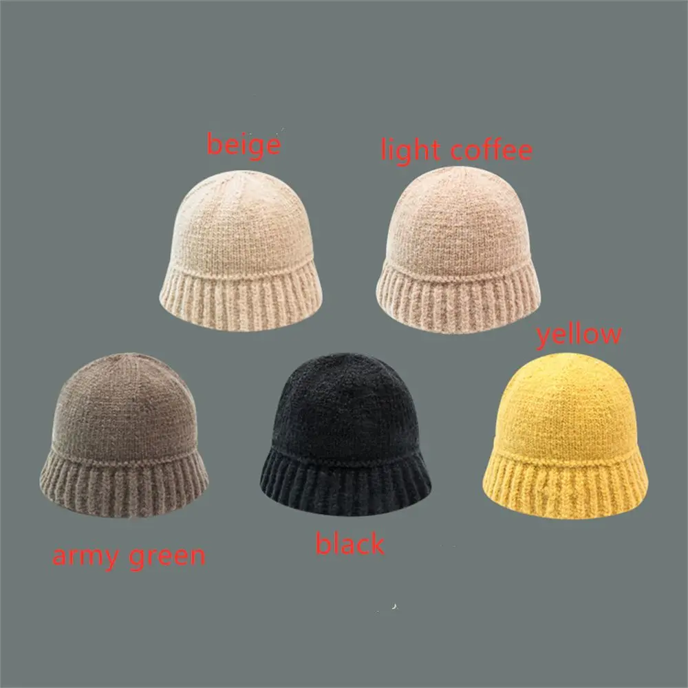 Women Winter Bucket Hat Warm Knitting Fisherman Cap Casual Foldable Panama Hat Lady Outdoor Sunscreen Sun Cap