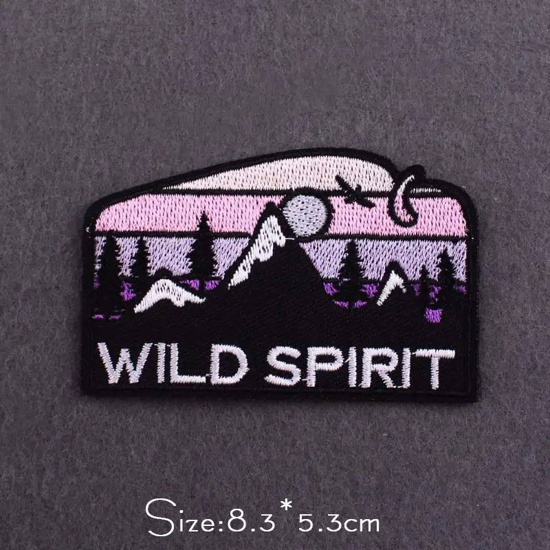 Moon Stripes Patch Mountain Embroidery Patches For Clothing Adventure Iron On Patches Travel Patches On Clothes Wilderness Badge