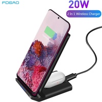 20W 2 in 1 Wireless Chargers Stand For iPhone 16 15 14 13 12 Pro Max XR XS X Airpods Pro Samsung S24 S23 S22 Buds Charging Dock