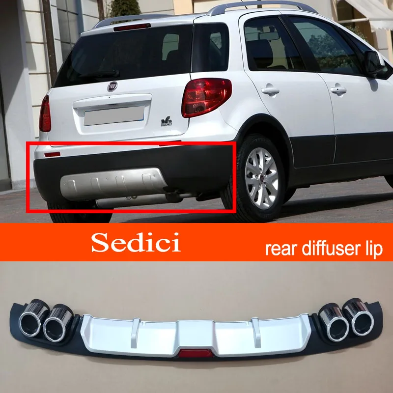 Sedici ABS Plastic Silver / Black Car Rear Bumper Rear Diffuser Spoiler Lip for Fiat Sedici