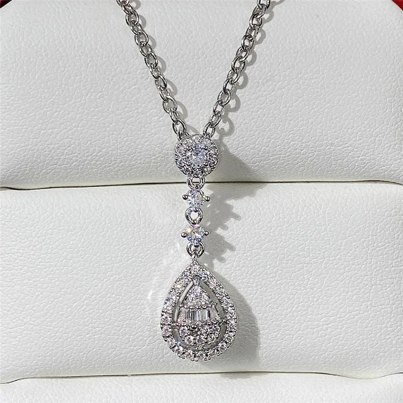 Huitan Newly Designed Wedding Accessories Women's Pendant Necklace with Brilliant CZ Temperament Sweet Bridal Marriage Jewelry