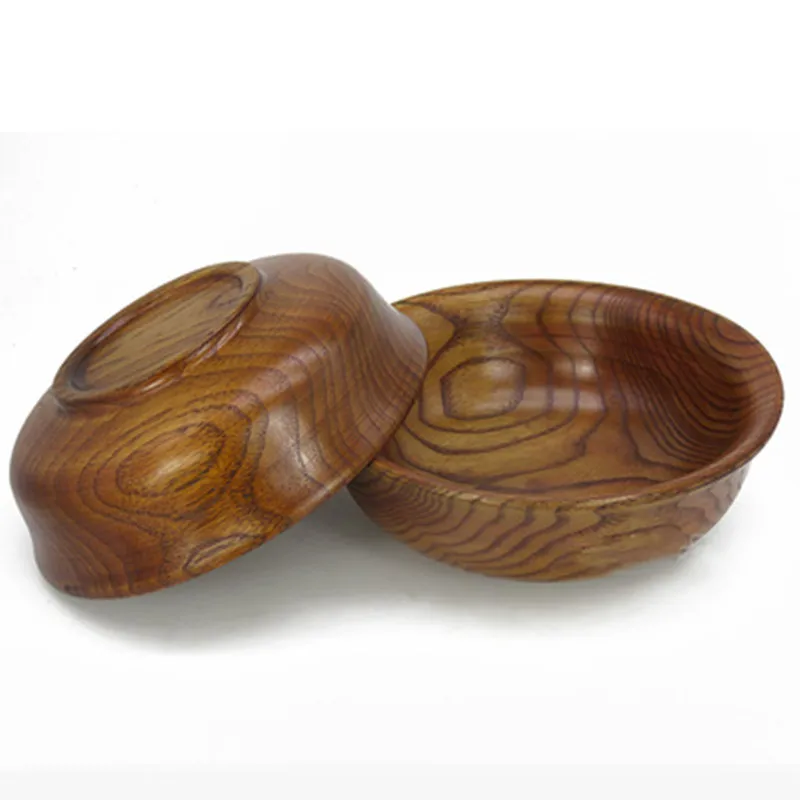 Solid Wood Round Bowl Milk Tea Back Side Wood Kitchenware Mongolian Tibetan Bowl Milkshake Kitchen Cooking Utensil Tool