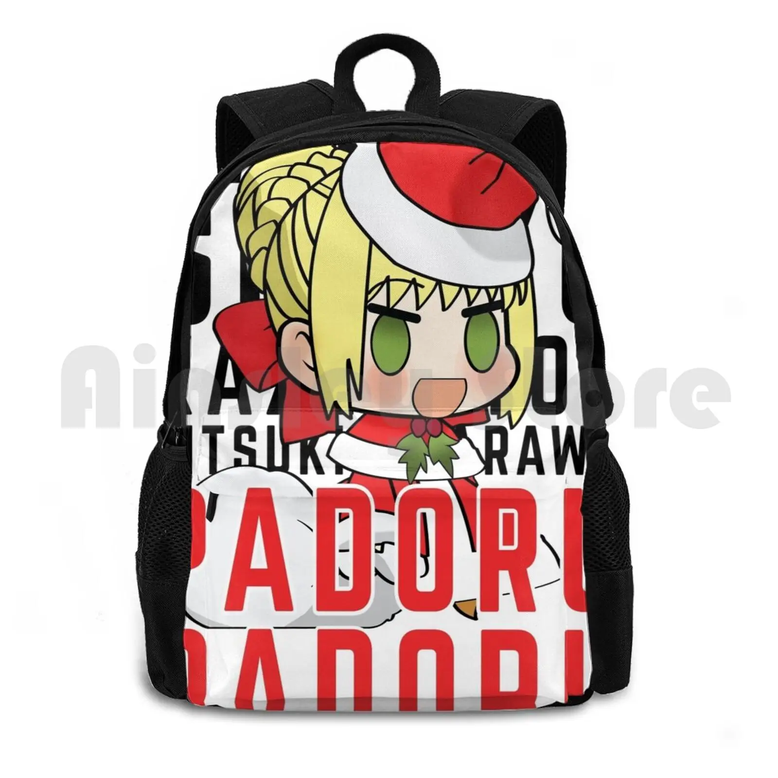 Saber Nero-Christmas Padoru Padoru Outdoor Hiking Backpack Riding Climbing Sports Bag Christmas Holiday Fatego Fate