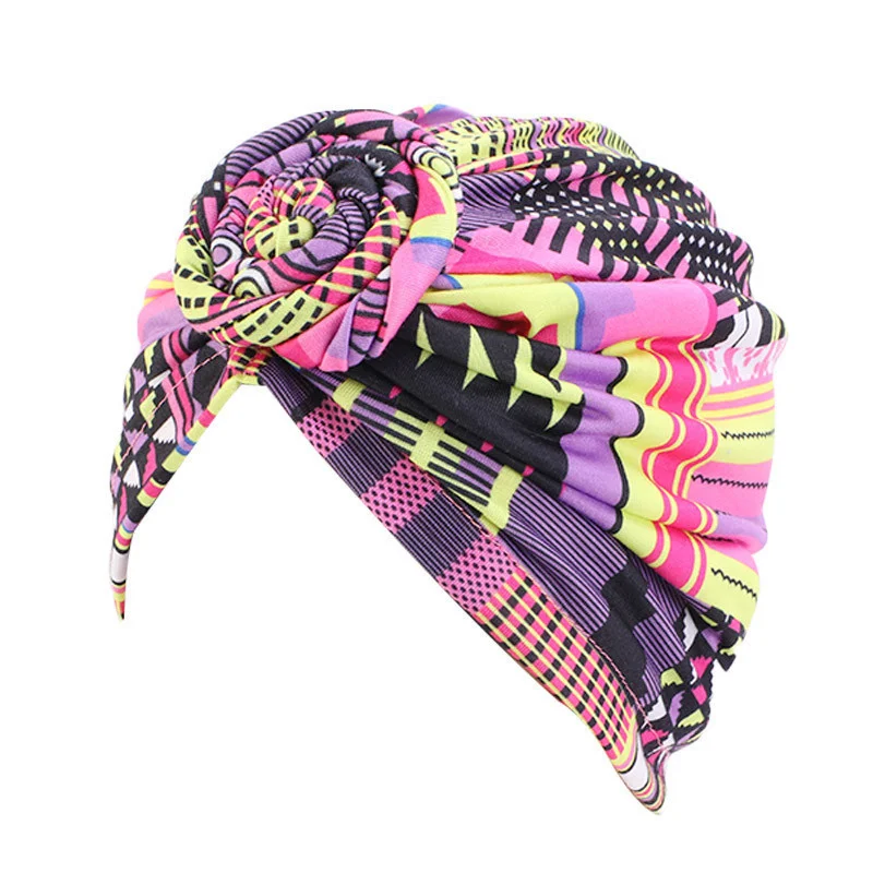 African Print Turban Hat for Women Scrunchies Knot Headwrap Stretch Bandanas Party Headwear Ladies Headscarf Hair Accessories