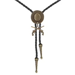 Western cowboy double gun hat bolo tie riding accessori moda metal bolo tie