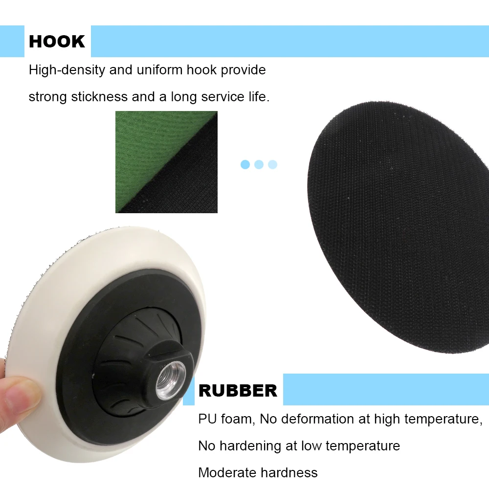 Rotary Backing Pad Hook & Loop Sanding Pad with M10/M14 Thread Backer Plate for Rotary Polisher and Sander Diameter4-6 inch