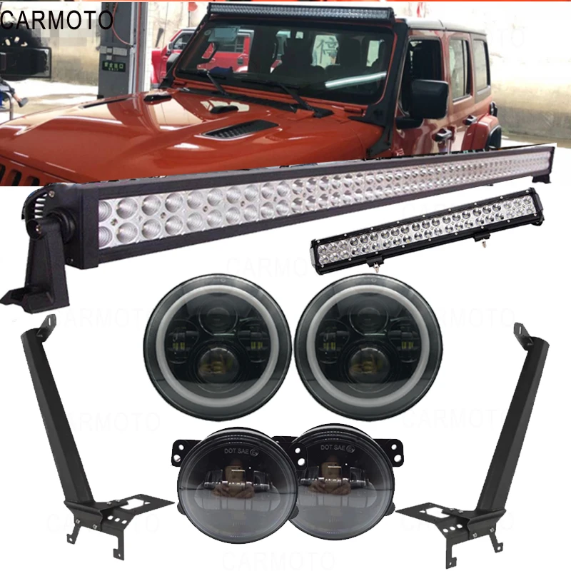 

for Jeep Wrangler JL 07-15 Kit 52''/22inch LED Light Bar Headlights +Windshield Mounting Brackets For Lada uaz4x4 Hummer H1H2