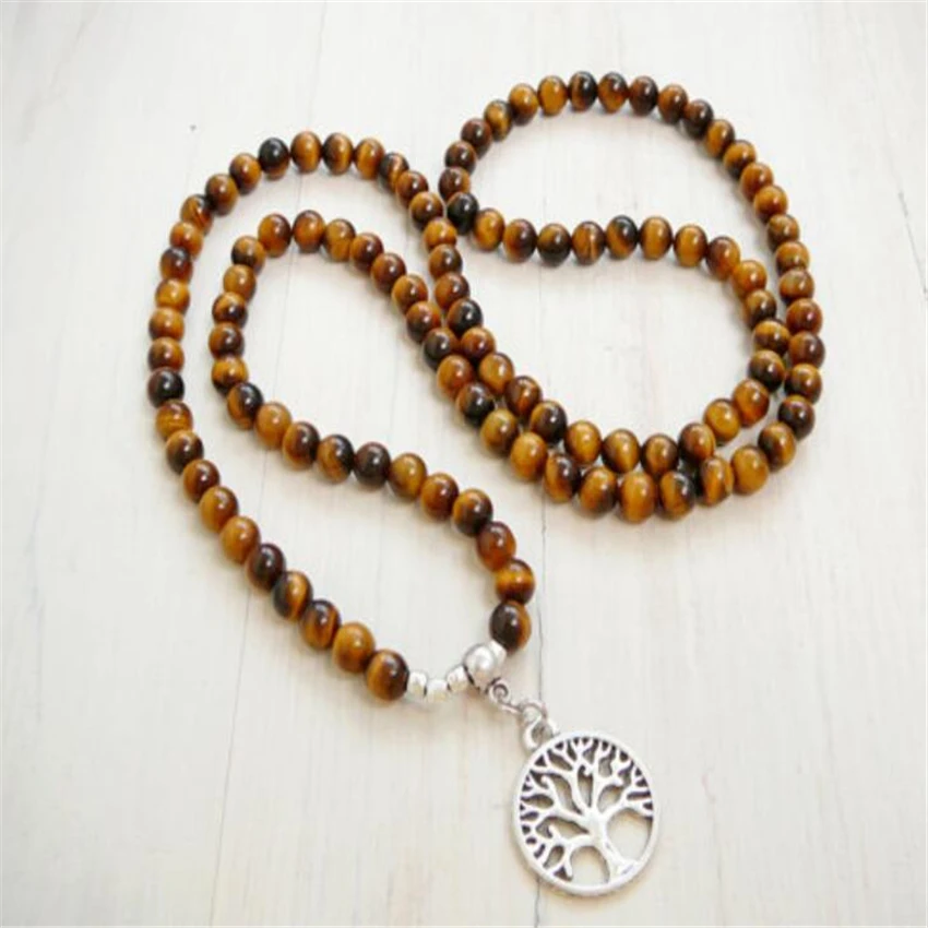 

8MM 108 Beads Tiger Eye Pendant necklace Meditation fengshui Wrist Handmade Ruyi classic natural Bless Buddhist cuff elegant