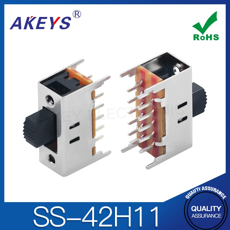 SS-42H11 (4P2T) Dial Switch 2-Step Double-row long handle 4 fixed feet 12 feet vertical slide