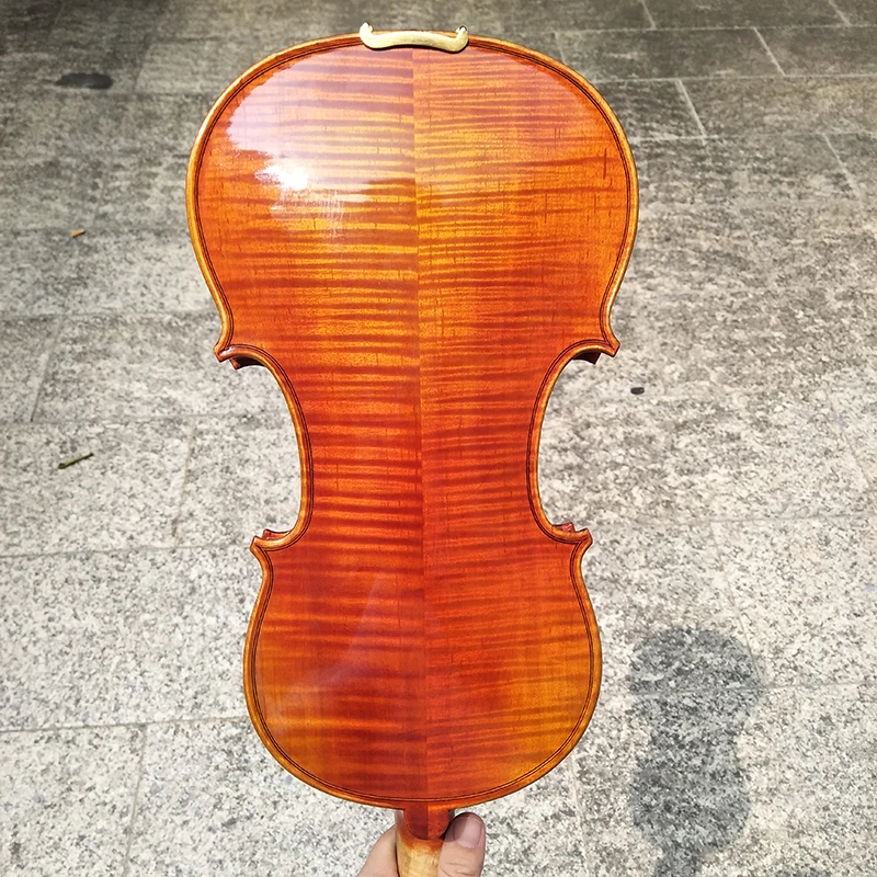 Stradivari Dense flame Handmade Violin 4/4  Full Size solid wood maple violin Child student stringed instrument violino with bow