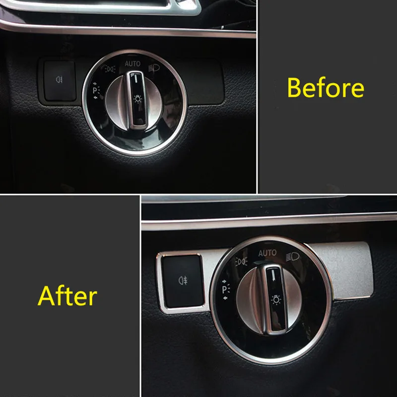 2pc Head Light Switch Button Cover Trim Aluminum Alloy Silver For Mercedes Benz ML W166 /GL X166 2012-2015